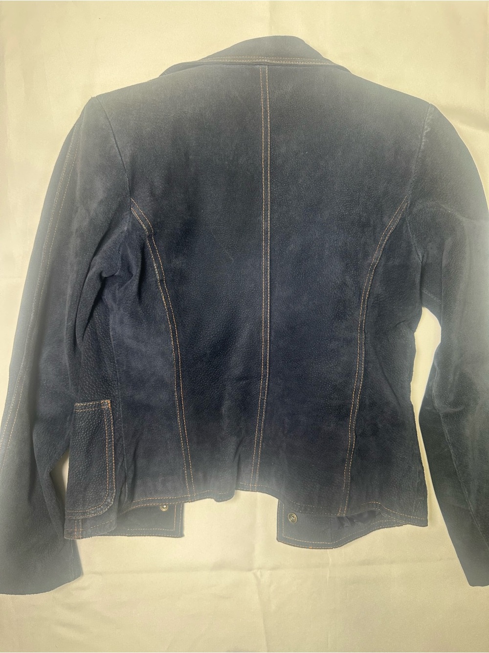 Wilsons Leather Navy Genuine Suede Button-Front Fitted Jacket Size M - Picture 4 of 9